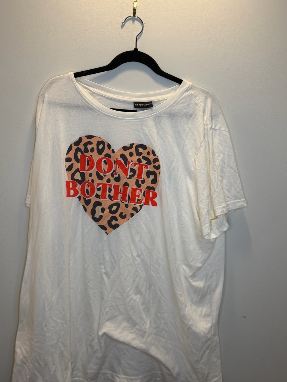 Target White Tee with Leopard Heart and Red "DON'T BOTHER" Text